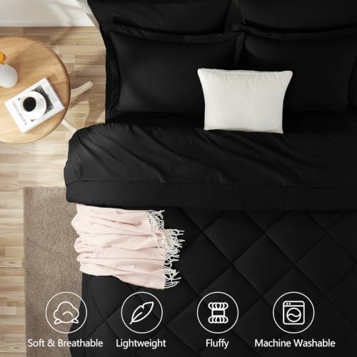 CozyLux Twin Comforter Set 68"x88" Black - Image 2
