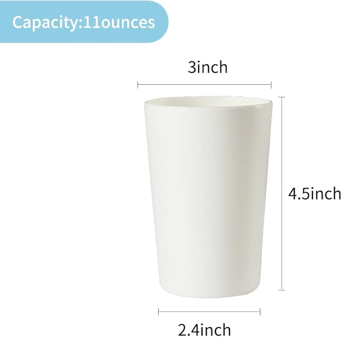 Bathroom Tumbler, Unbreakable Dishwasher, Safe Drink cup, Plastic cup 11 ounces, 2 pieces (white and grey)
