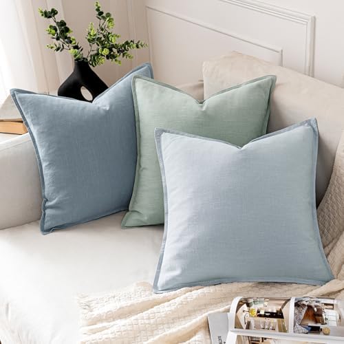 MIULEE Decorative Linen Pillow Covers 18x18 Inch Blue Grey - Image 4