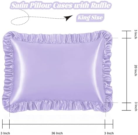 Homiest Lavender Ruffle Satin Pillowcase Set of 2 - Image 3