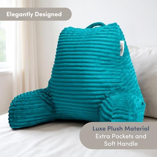 Nestl Reading Pillow with Shredded Memory Foam, Luxe Cut Plush Back Pillow - Image 3
