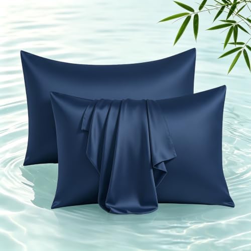 Bamboo Viscose Zipper Pillow Cases Standard Size Set of 4 by ShunjieHome