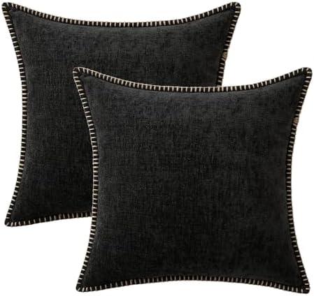 MIULEE Decorative Couch Throw Pillow Covers 18x18 Inch Black 2 Pack - Image 6