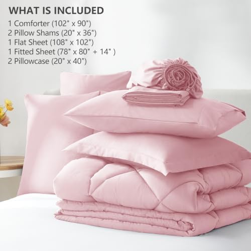CozyLux King Comforter Set 102"x90" Pink - Image 6