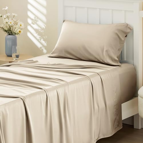 Bedsure PureWoven 100% Rayon Derived from Bamboo, Twin Bed Sheets, 3 Pieces by BEDSURE