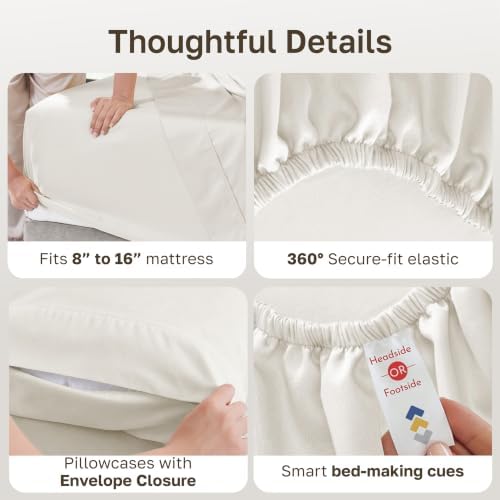 California Design Den 100% Cotton Sateen King Sized Sheets - Image 5