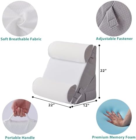 Bedluxe Adjustable 4pcs Bed Wedge Pillow Set, Memory Foam Wedge Pillows Post - Image 5