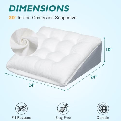 Bed Wedge Pillow for Sleep Apnea 10 Inch Gerd Pillow Patent Dual Layer Triangle - Image 3