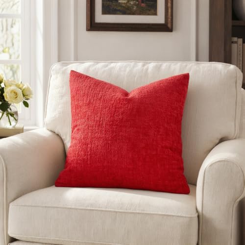 MIULEE Christmas Couch Pillow Covers Textured Chenille 24x24 Red - Image 7