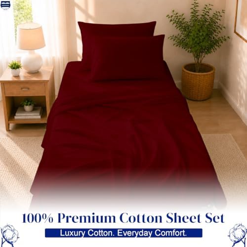 Cottingon 4 PC Cot Sheet Set 33"X75", Egyptian Cotton - Image 2