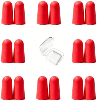 10 Pairs Red Reusable Ear Plugs, 32dB NRR Noise Reduction, Washable by vvmotes