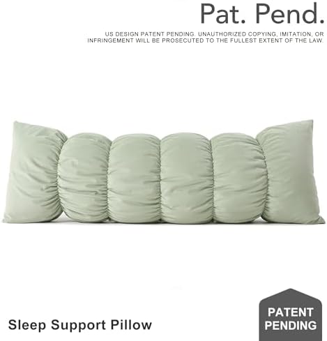 Pat. Pend. Segmented Long Bed Pillow, 47 Inch, Celadon Green - Image 2