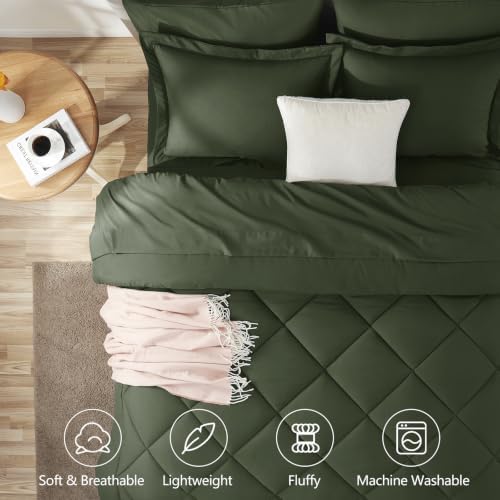 CozyLux Full Comforter Set 82"x86" Dark Green - Image 2