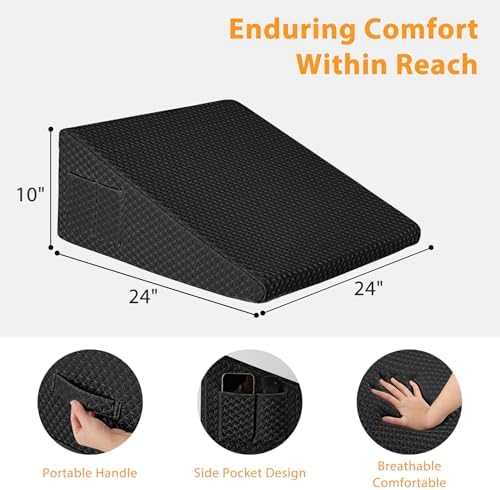 Ruqmuis Wedge Pillow for Acid Reflux, Bed Wedge Pillow for Headboard 10" - Image 3