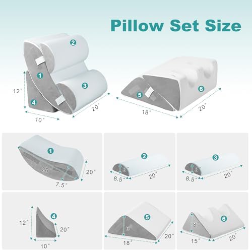 Hansleep Bed Wedge Pillow Set for After Surgery 6PCS, Post Surgery Pillow for - Image 2