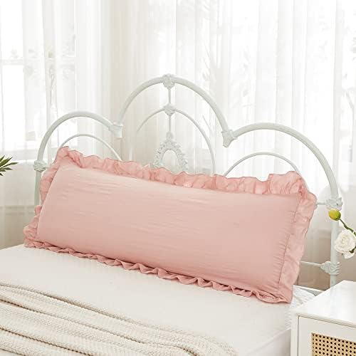 Pink Body Pillow Cover 20x54inches Long Pillowcase Ruffled Pillowcases Shabby by Merryword