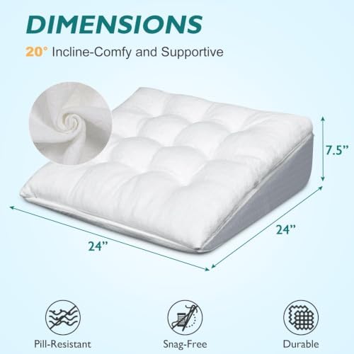 Bed Wedge Pillow for Sleep Apnea 7.5Inch Gerd Pillow Patent Dual Layer Triangle - Image 3