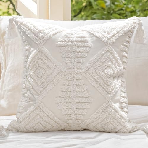 Boho Throw Pillow Covers 20x20 Tufted Tassels by LOOPUINHOM