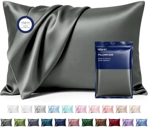 MR&HM Satin Pillowcase 2 Pack, Queen Size 20"x30", Dark Grey by MRHM
