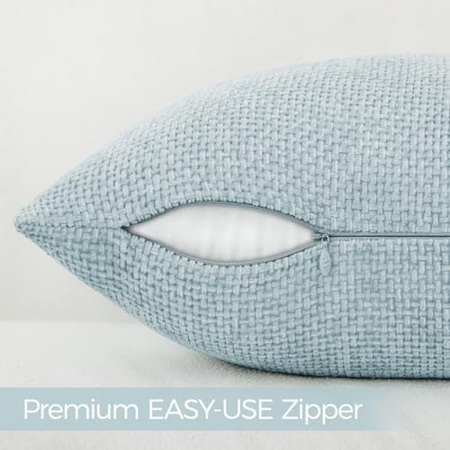 a moment Baby Blue Chenille Throw Pillow Covers 22x22 Inch Pack of 2 Modern - Image 4