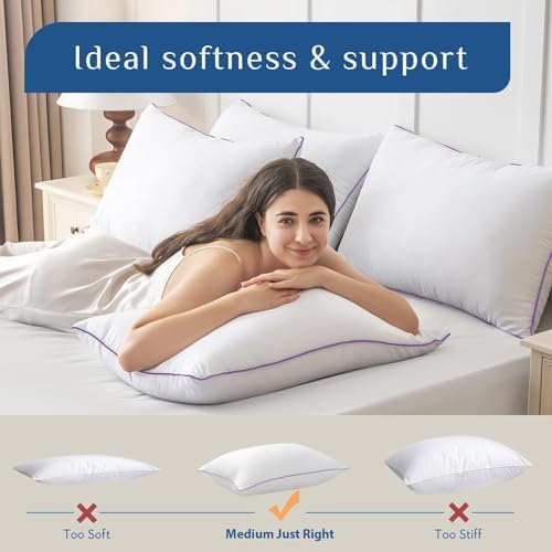 JOLLYVOGUE Pillows King Size Set of 6, Firm Supportive Bed Pillows - Image 5
