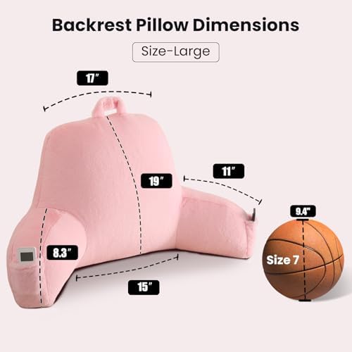 Large Plush Backrest Pillow for Sitting in Bed, Faux Fur - Image 3