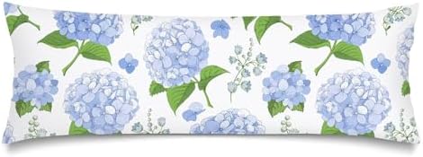 Blue Hydrangea Spring Long Pillow Cases Spring Summer Decor Lumbar Pillowcase by Unknown