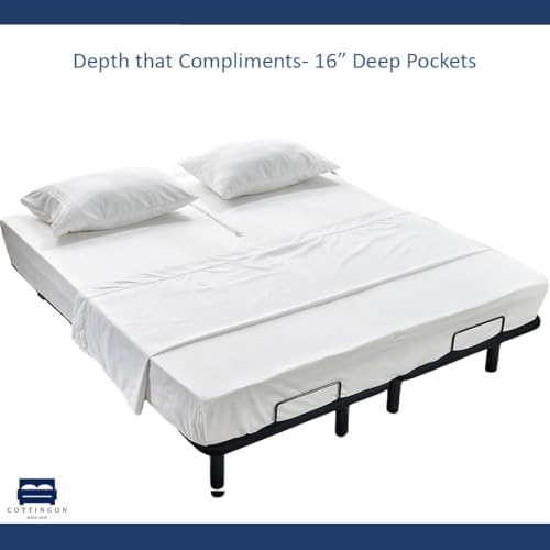 4 Piece Flex Head King Sheet Set 34" Top, 100% Egyptian Cotton - Image 5