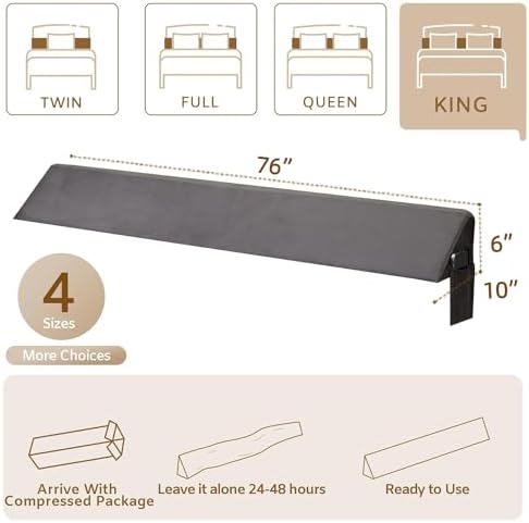 Bedluxe King Bed Wedge Pillow for Headboard, Fill The Gap - Image 5