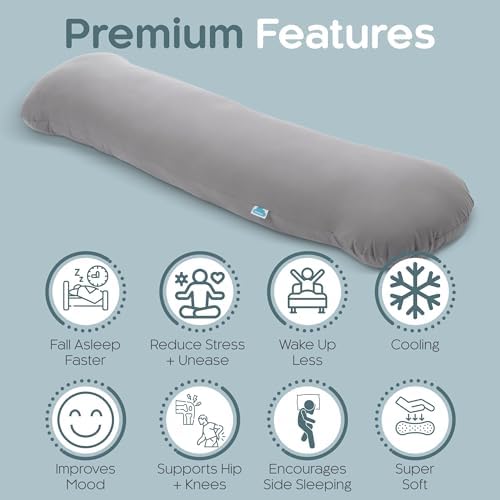 SleepCloud Weighted Body Pillow 6.5lbs, Cooling Tencel Cover, 41” x 10” - Image 3