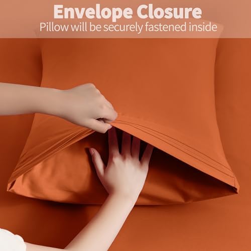 Horbaunal Microfiber Body Pillow Covers, Burnt Orange, 2 Pack - Image 5