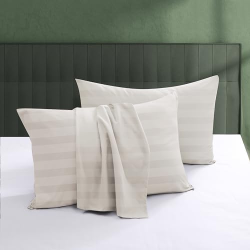 100% Egyptian Cotton Pillow Protectors Set of 2 Standard Size by ShunjieHome