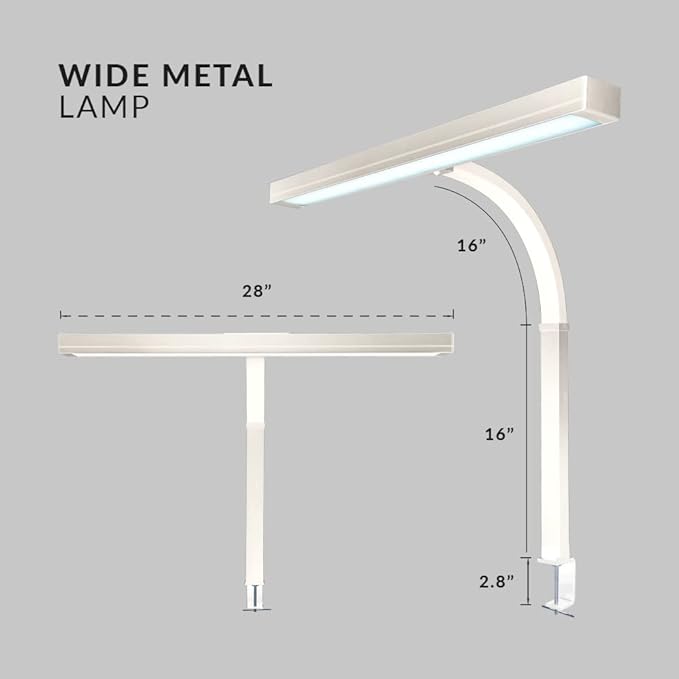 Neatfi (New Model) Flex Desk Lamp with Clamp, Dimmable, 3,000 Lumens 30W LED Monitor Light, 3000K-6500K Correlated Color Temperature, 5 Brightness Levels & 5 Light Modes (28 Inches, White)