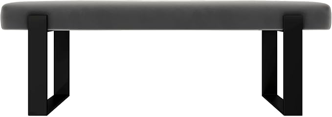 VANT Upholstered Bed Bench - Velvet Smoke Grey - Matte Black - Contemporary Modern, Bedroom Bench Seat, Hallway, or Entryway