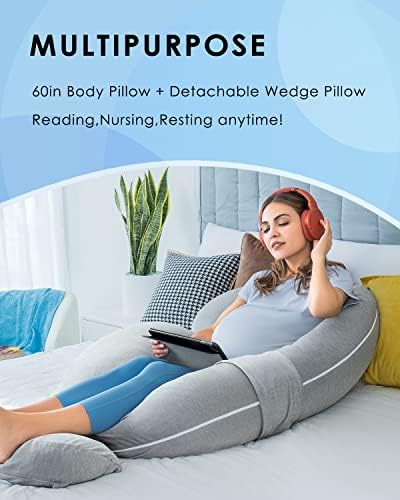 QUEEN ROSE Cooling E Shaped Pregnancy Pillows, Detachable Maternity Body Pillow - Image 4