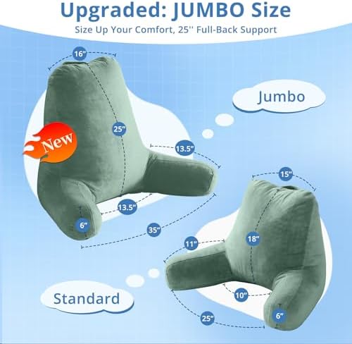 Sasttie Reading Pillow for Bed, Back Pillow for Sitting Up - Image 2