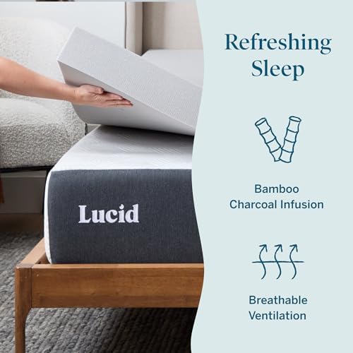Lucid® 4" Bamboo Charcoal Memory Foam Topper – Extra Thick – Queen - Image 2