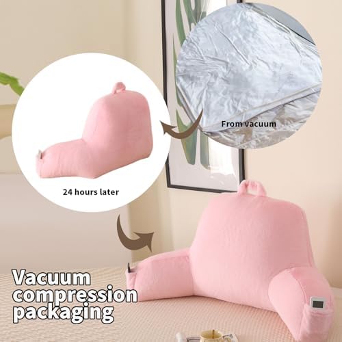 Large Plush Backrest Pillow for Sitting in Bed, Faux Fur - Image 4