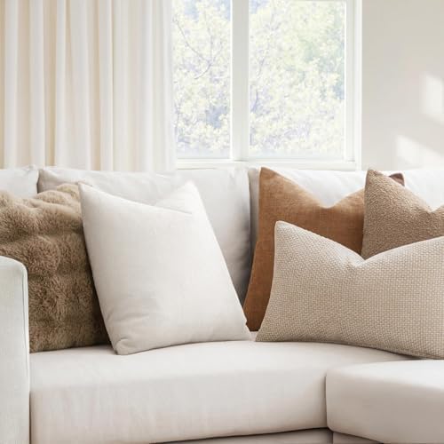 MIULEE Textured Chenille Throw Pillow Covers 18x18 Inch White - Image 3
