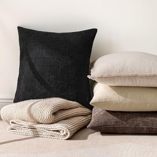 MIULEE Textured Chenille Throw Pillow Covers 18x18 Inch Black - Image 6
