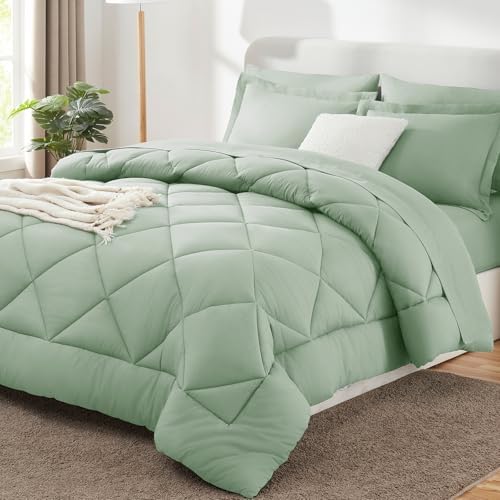 CozyLux King Comforter Set 102"x90" Sage Green by CozyLux
