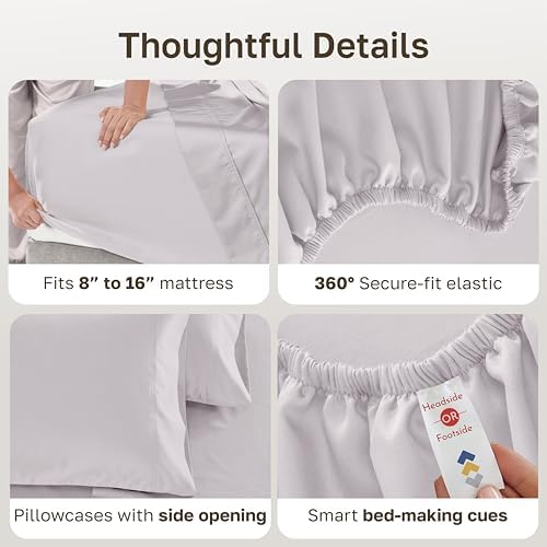 California Design Den Luxury 600 Thread Count Cotton Sheets Queen Set - Image 4