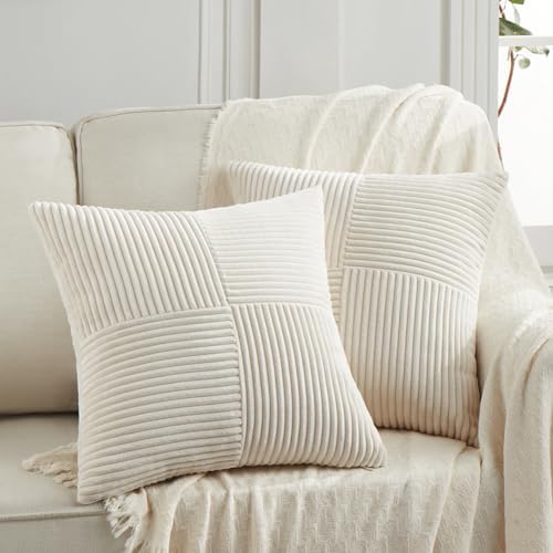 Fancy Homi 2 Packs Cream Euro Decorative Throw Pillow Covers 28x28 Inch by Fancy+Homi