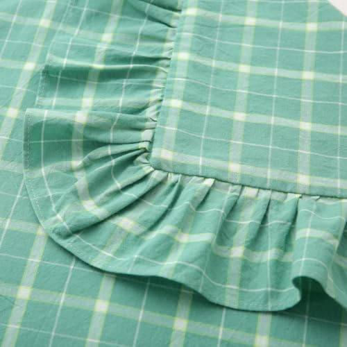Mywinlle Mint Green Plaid Ruffle Pillow Shams Standard Size Set of 2 - Image 5