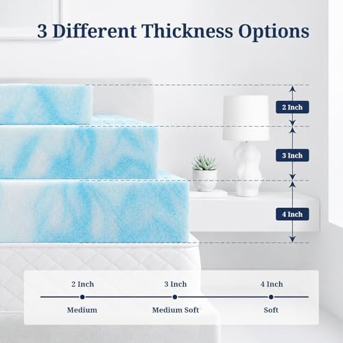 IULULU California King Size Mattress Topper, 3 Inch Gel Memory Foam Topper - Image 4