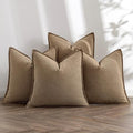 MIULEE Khaki Boho Linen Decorative Pillow Covers 18x18 Inch Pack of 4 by MIULEE