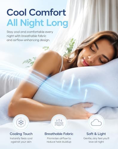 Body Cooling Pillow, Double Wave Curve Side Sleeper Pillow, Cooling Side - Image 3