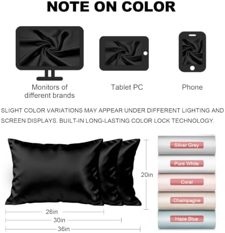 LYSHIN Black Silk Pillowcases 2 Pack King Size - Image 6