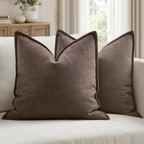 MIULEE Thick Textured Decorative Throw Pillow Covers 20x20 Inch Dark Brown by MIULEE