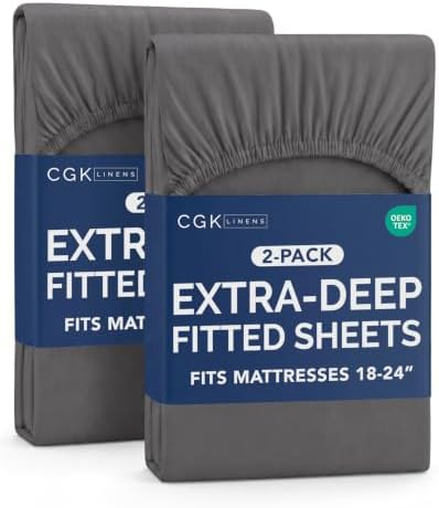 CGK Linens 2 Pack Extra Deep Cal King Fitted Sheets by CGKUnlimited